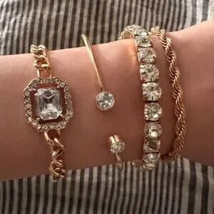 Luxe Statement Rhinestone rope Bracelet Set
